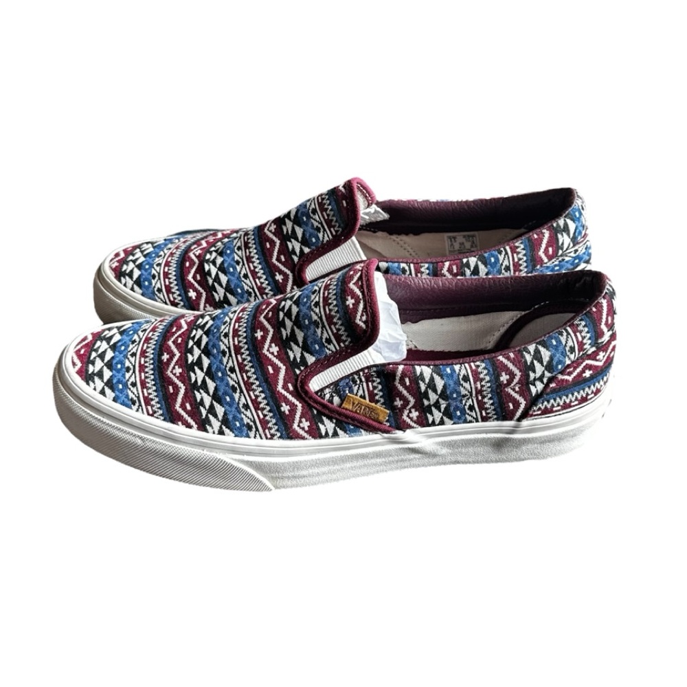 Vans Classic Slip On Geometric Blanket Weave Port Royale Blanc - 8.5M / 10W